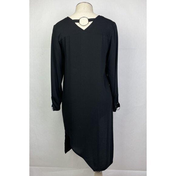 Zara Black Tunic Top Size XS Womens Blouse Long Sleeve Chiffon Assymetric - Picture 3 of 13